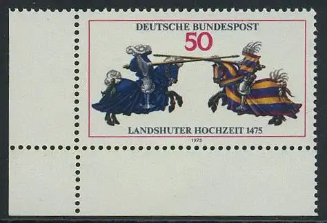 BUND 1975 Michel-Nummer 0844 postfrisch EINZELMARKE ECKRAND unten links