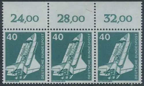 BUND 1975 Michel-Nummer 0850 postfrisch horiz.STRIP(3) RAND oben