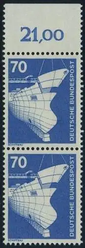 BUND 1975 Michel-Nummer 0852 postfrisch vert.PAAR RAND oben (a)