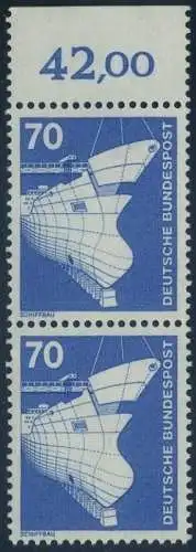 BUND 1975 Michel-Nummer 0852 postfrisch vert.PAAR RAND oben (b)