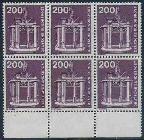 BUND 1975 Michel-Nummer 0858 postfrisch horiz.BLOCK(6) RÄNDER unten