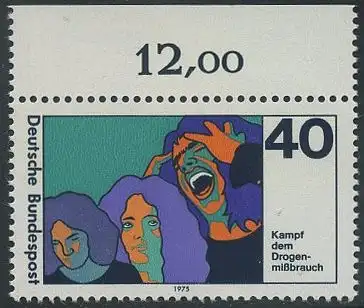 BUND 1975 Michel-Nummer 0864 postfrisch EINZELMARKE RAND oben