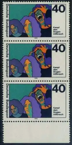 BUND 1975 Michel-Nummer 0864 postfrisch vert.STRIP(3) RAND unten