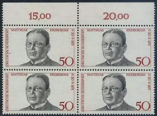 BUND 1975 Michel-Nummer 0865 postfrisch BLOCK RÄNDER oben