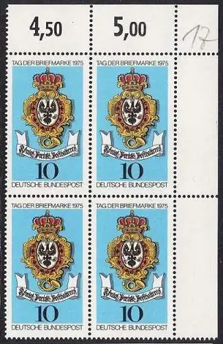 BUND 1975 Michel-Nummer 0866 postfrisch BLOCK ECKRAND oben rechts