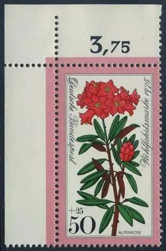 BUND 1975 Michel-Nummer 0869 postfrisch EINZELMARKE ECKRAND oben links