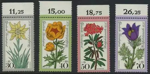 BUND 1975 Michel-Nummer 0867-0870 postfrisch SATZ(4) EINZELMARKEN RÄNDER oben (a)