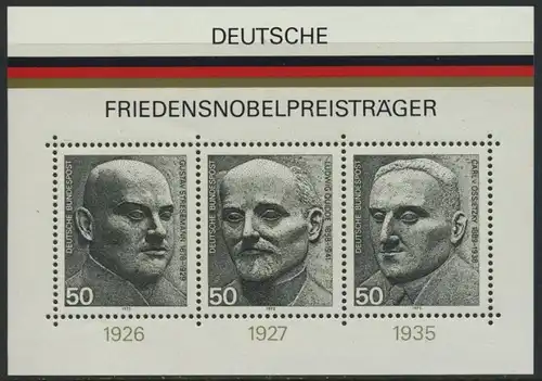 BUND 1975 Michel-Nummer 0871-0873 postfrisch BOGEN(3) -Blockausgabe 11-