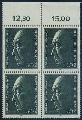 BUND 1976 Michel-Nummer 0876 postfrisch BLOCK RÄNDER oben (b)