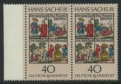 BUND 1976 Michel-Nummer 0877 postfrisch horiz.PAAR RAND links