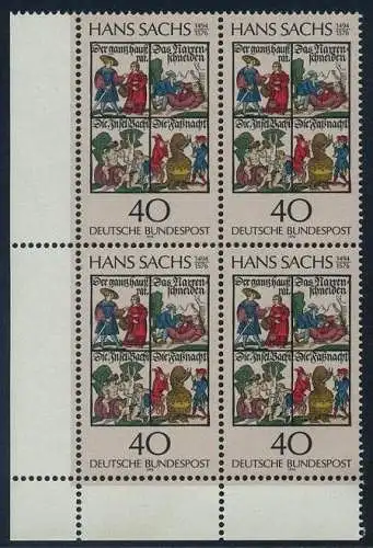 BUND 1976 Michel-Nummer 0877 postfrisch BLOCK ECKRAND unten links