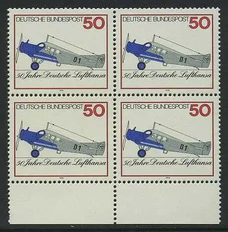 BUND 1976 Michel-Nummer 0878 postfrisch BLOCK RÄNDER unten