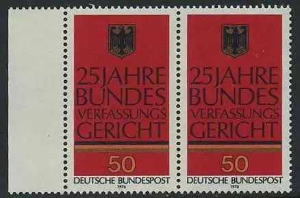 BUND 1976 Michel-Nummer 0879 postfrisch horiz.PAAR RAND links