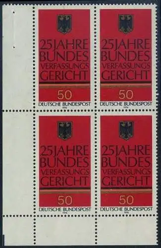 BUND 1976 Michel-Nummer 0879 postfrisch BLOCK ECKRAND unten links