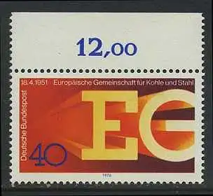 BUND 1976 Michel-Nummer 0880 postfrisch EINZELMARKE RAND oben (b)