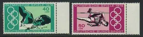 BUND 1976 Michel-Nummer 0886-0887 postfrisch SATZ(2) EINZELMARKEN RÄNDER rechts