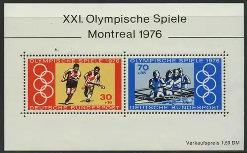 BUND 1976 Michel-Nummer 0888-0889 postfrisch BOGEN(2) -Blockausgabe 12-