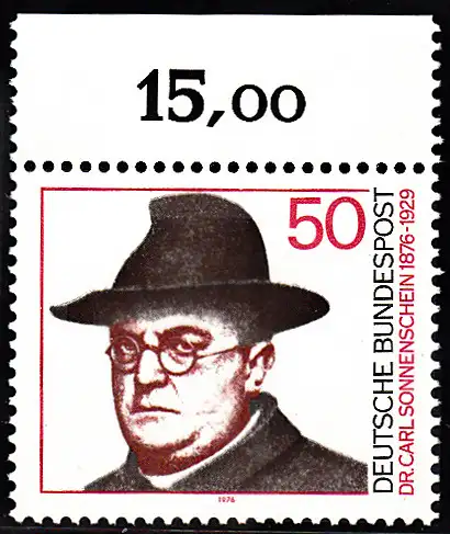 BUND 1976 Michel-Nummer 0892 postfrisch EINZELMARKE RAND oben