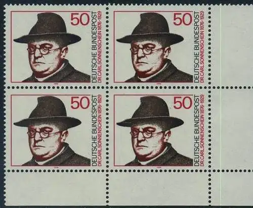 BUND 1976 Michel-Nummer 0892 postfrisch BLOCK ECKRAND unten rechts