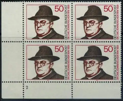 BUND 1976 Michel-Nummer 0892 postfrisch BLOCK ECKRAND unten links (FN)