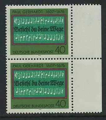 BUND 1976 Michel-Nummer 0893 postfrisch vert.PAAR RAND rechts