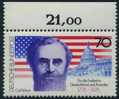 BUND 1976 Michel-Nummer 0895 postfrisch EINZELMARKE RAND oben (b)