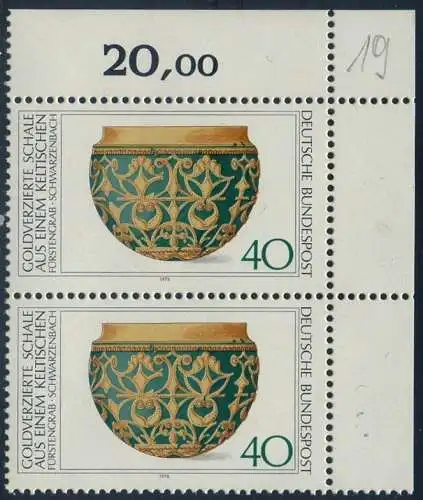 BUND 1976 Michel-Nummer 0898 postfrisch vert.PAAR ECKRAND oben rechts