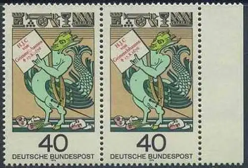 BUND 1976 Michel-Nummer 0902 postfrisch horiz.PAAR RAND rechts