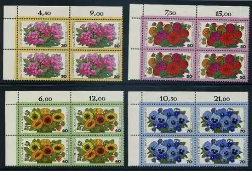 BUND 1976 Michel-Nummer 0904-0907 postfrisch SATZ(4) BLÖCKE ECKRAND oben links