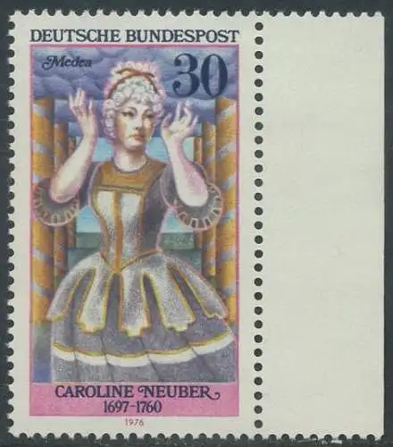 BUND 1976 Michel-Nummer 0908 postfrisch EINZELMARKE RAND rechts