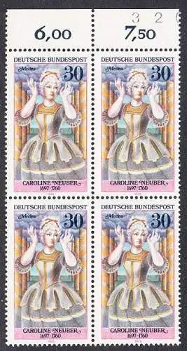 BUND 1976 Michel-Nummer 0908 postfrisch BLOCK RÄNDER oben (a)