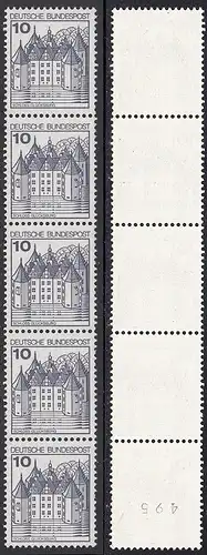 BUND 1977 Michel-Nummer 0913 postfrisch vert.STRIP(5) m/ rücks.Rollennummer 495