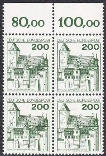 BUND 1977 Michel-Nummer 0920 postfrisch BLOCK RÄNDER oben