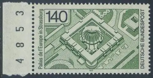 BUND 1977 Michel-Nummer 0921 postfrisch EINZELMARKE RAND links (BZ/b)