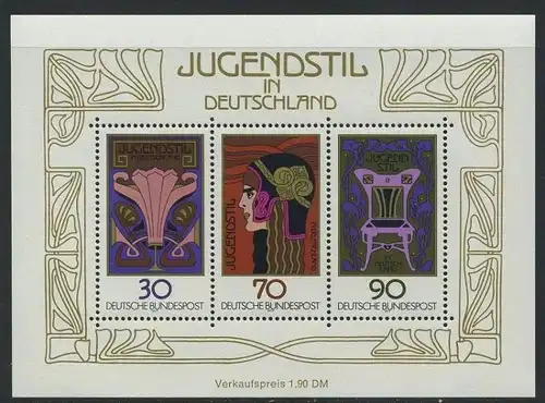 BUND 1977 Michel-Nummer 0923-0925 postfrisch BOGEN(3) -Blockausgabe 14-