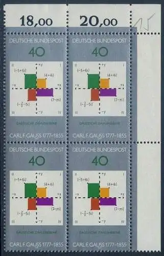 BUND 1977 Michel-Nummer 0928 postfrisch BLOCK ECKRAND oben rechts (b)