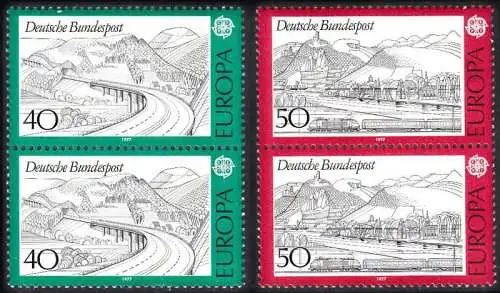BUND 1977 Michel-Nummer 0934-0935 postfrisch SATZ(2) vert.PAARE