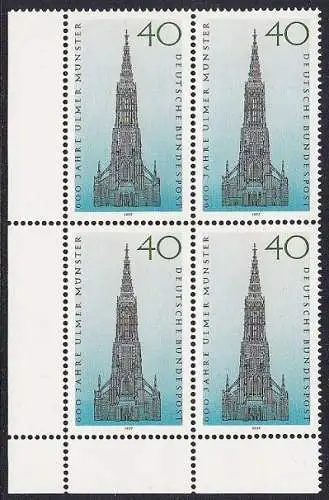 BUND 1977 Michel-Nummer 0937 postfrisch BLOCK ECKRAND unten links