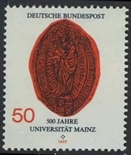 BUND 1977 Michel-Nummer 0938 postfrisch EINZELMARKE