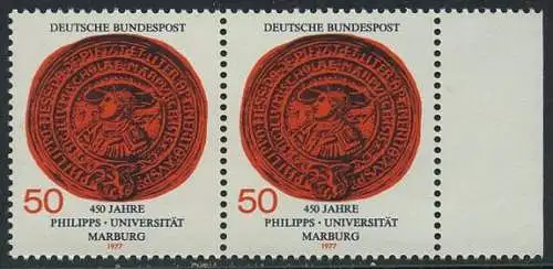BUND 1977 Michel-Nummer 0939 postfrisch horiz.PAAR RAND rechts
