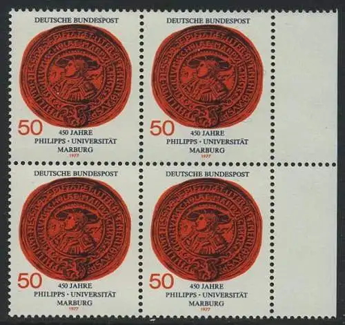 BUND 1977 Michel-Nummer 0939 postfrisch BLOCK RÄNDER rechts