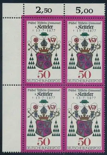 BUND 1977 Michel-Nummer 0941 postfrisch BLOCK ECKRAND oben links