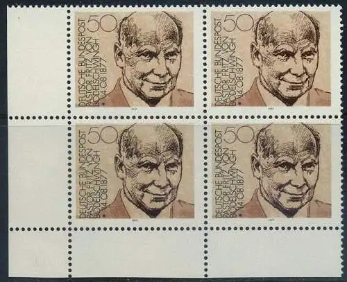 BUND 1977 Michel-Nummer 0942 postfrisch BLOCK ECKRAND unten links