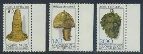 BUND 1977 Michel-Nummer 0943-0945 postfrisch SATZ(3) EINZELMARKEN RÄNDER rechts