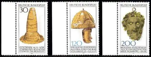 BUND 1977 Michel-Nummer 0943-0945 postfrisch SATZ(3) EINZELMARKEN RÄNDER links
