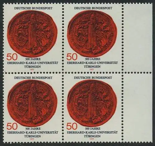 BUND 1977 Michel-Nummer 0946 postfrisch BLOCK RÄNDER rechts