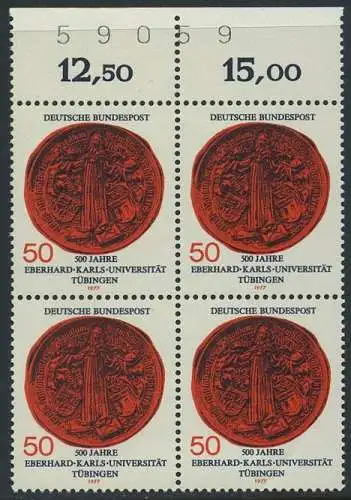 BUND 1977 Michel-Nummer 0946 postfrisch BLOCK RÄNDER oben (BZ)