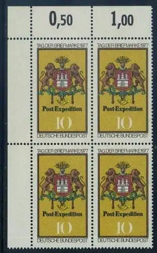 BUND 1977 Michel-Nummer 0948 postfrisch BLOCK ECKRAND oben links