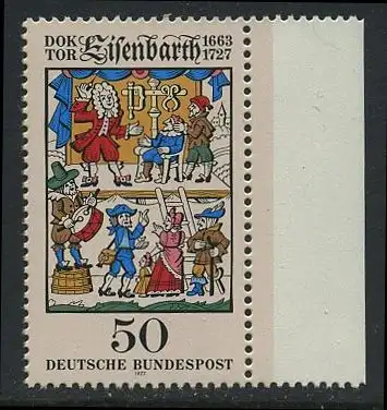 BUND 1977 Michel-Nummer 0953 postfrisch EINZELMARKE RAND rechts