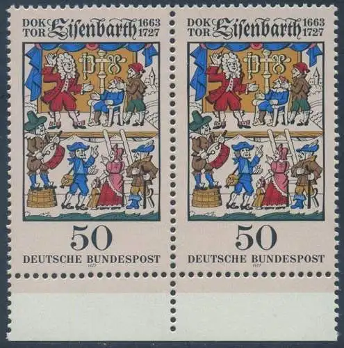 BUND 1977 Michel-Nummer 0953 postfrisch horiz.PAAR RAND unten